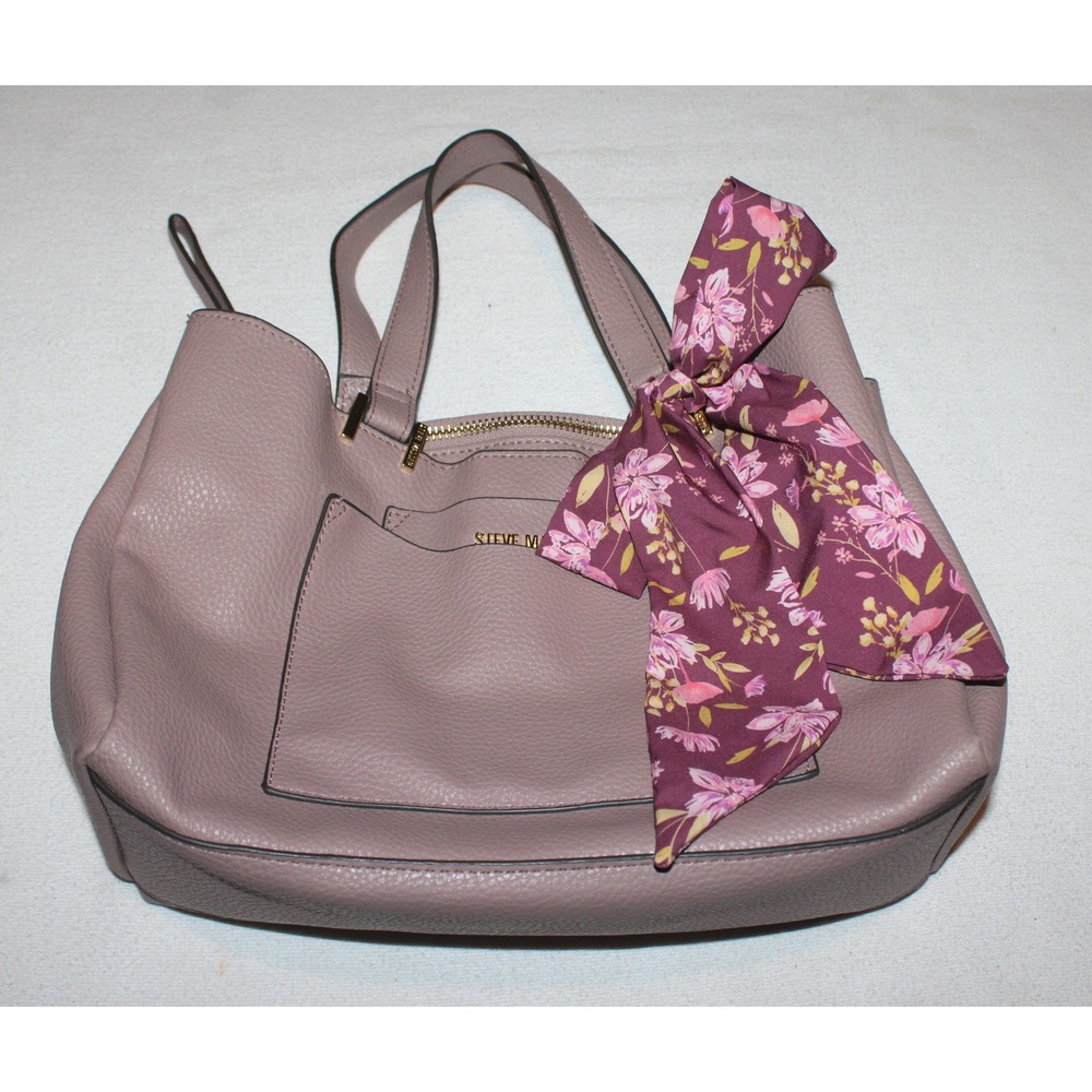 Steve Madden women's handbag &‎ pouch set light purple floral scarf faux leather